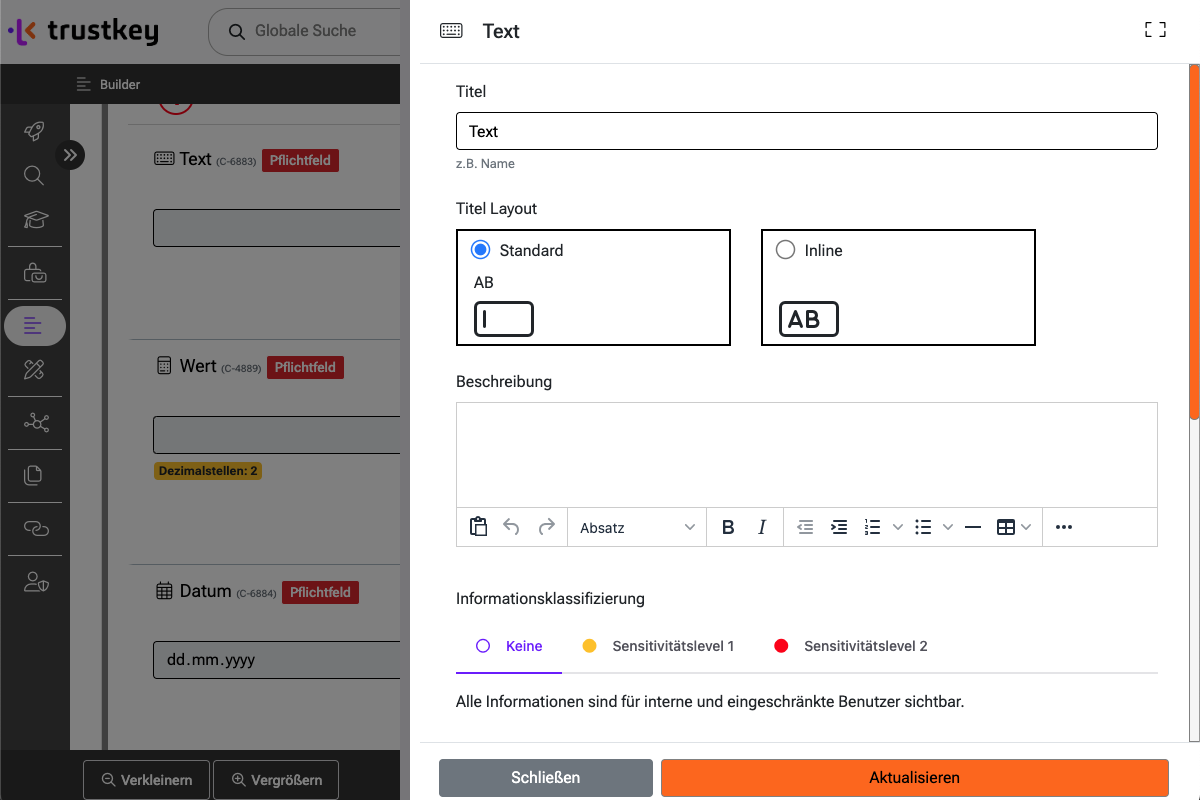 Text-Komponente im Builder Text-Komponente im Builder