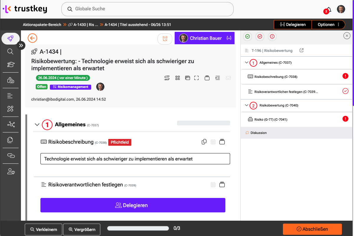 Hinterlegen des Risikos