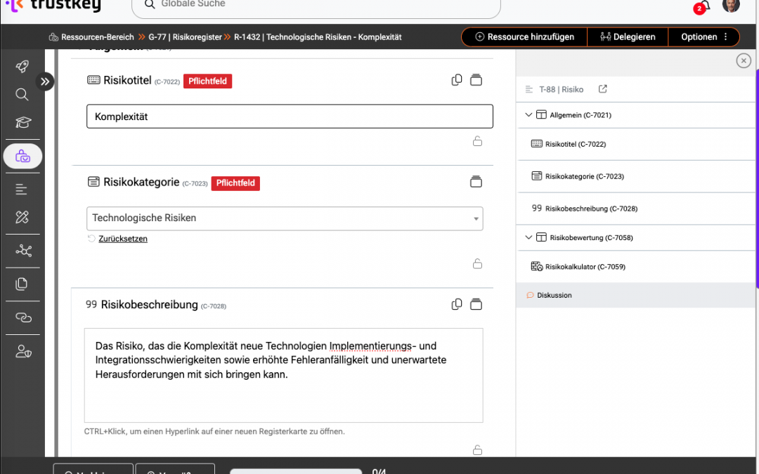Risikoregister in trustkey – Ein Umsetzungsbeispiel