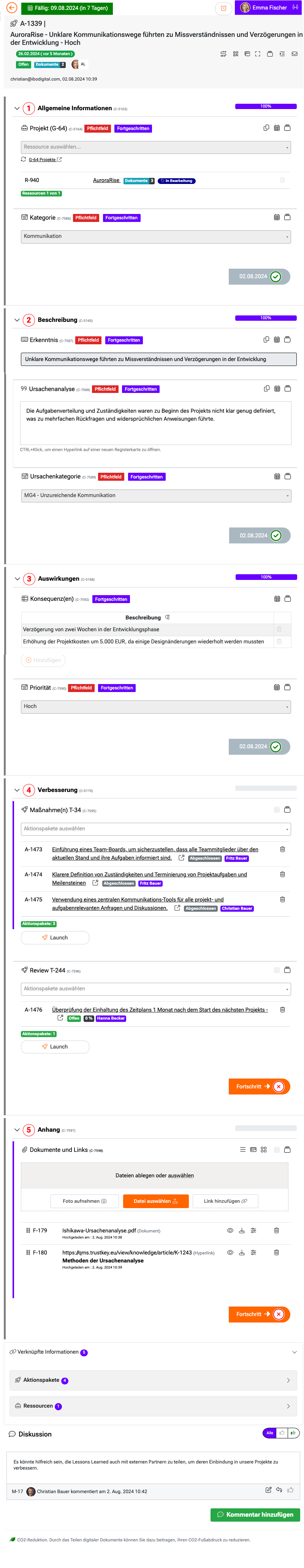 Lessons Learned Beispiel in trustkey