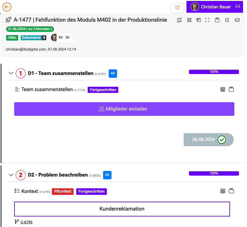 8D-Bericht Template - Ausschnitt